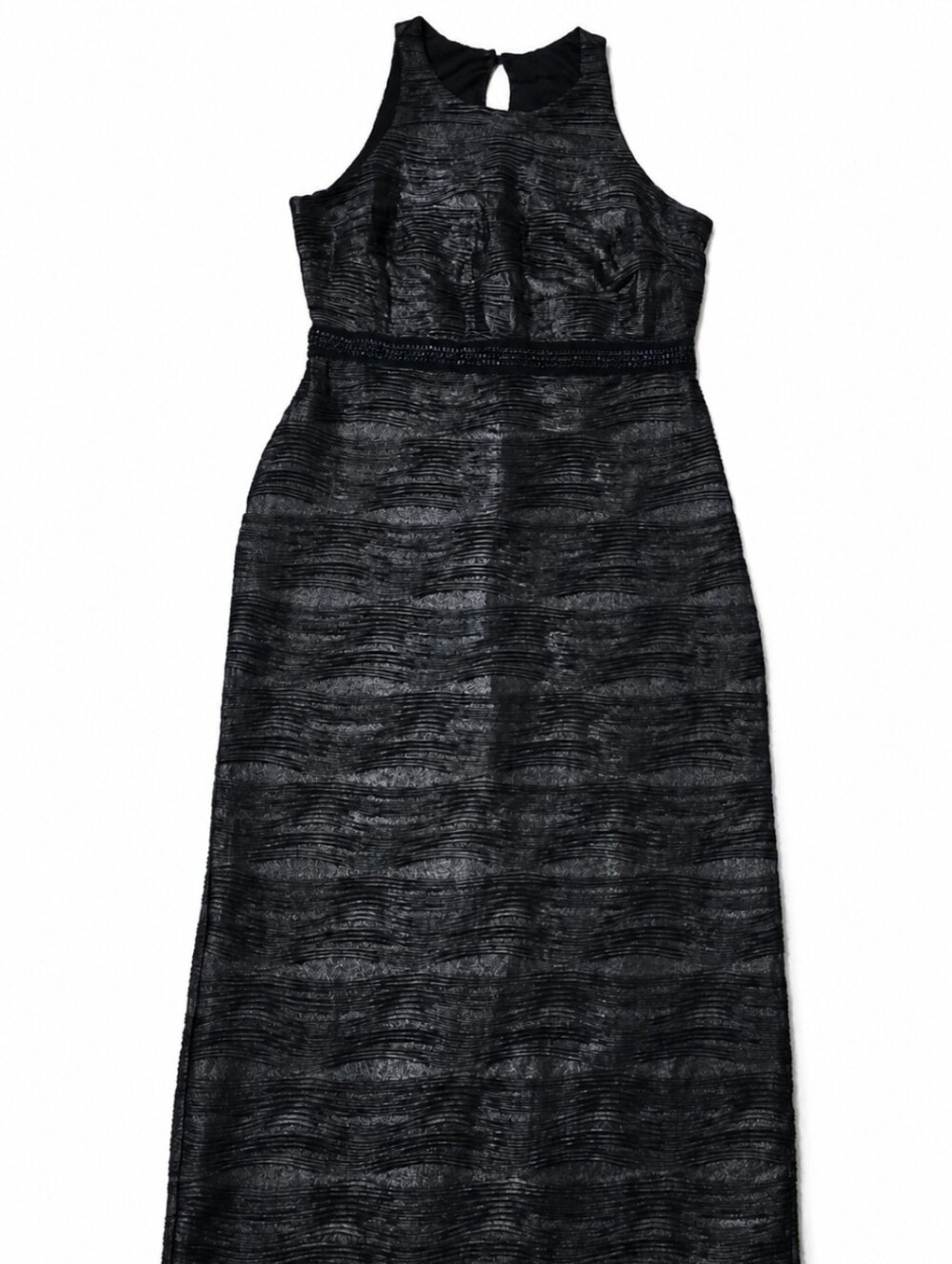 Scarlett Black Textured Maxi Dress with Beaded Waist